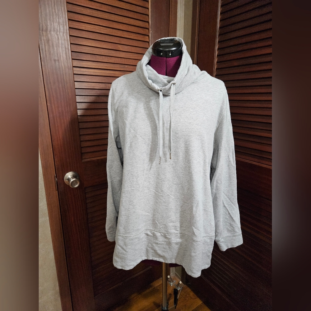 Isaac Mizrahi LIVE! Gray Cowl Neck Pullover French Terry Tunic